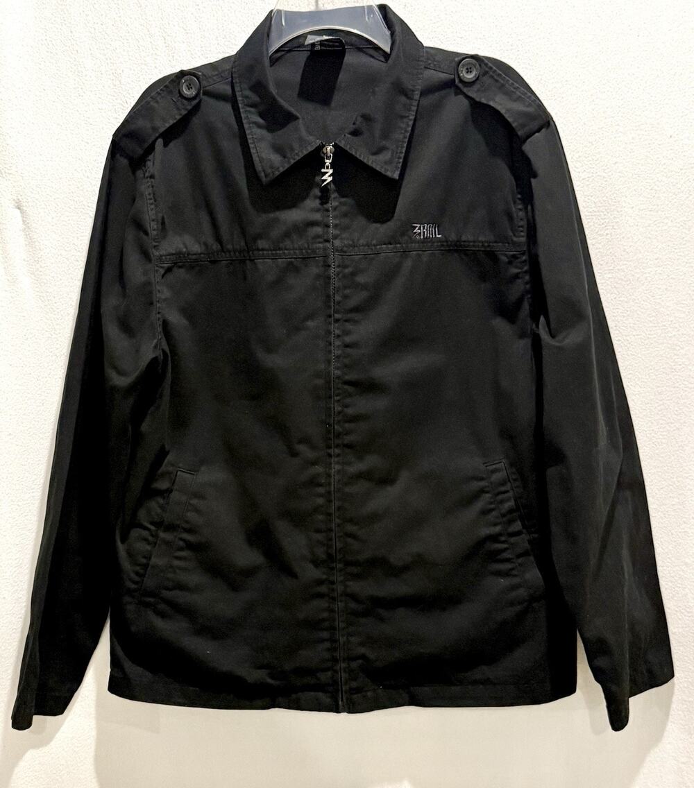 Third Rail Black Y2K 100% Cotton Zip-Up Jacket With Logo Skull Men's Sz L - VGC